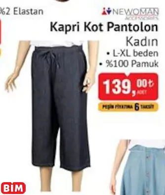 KAPRİ KOT PANTOLON KADIN KAPRİ KOT PANTOLON KADIN